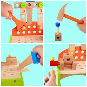 ست اسباب بازی میز ابزار چوبی Wooden tool table toy set -اسباب بازی